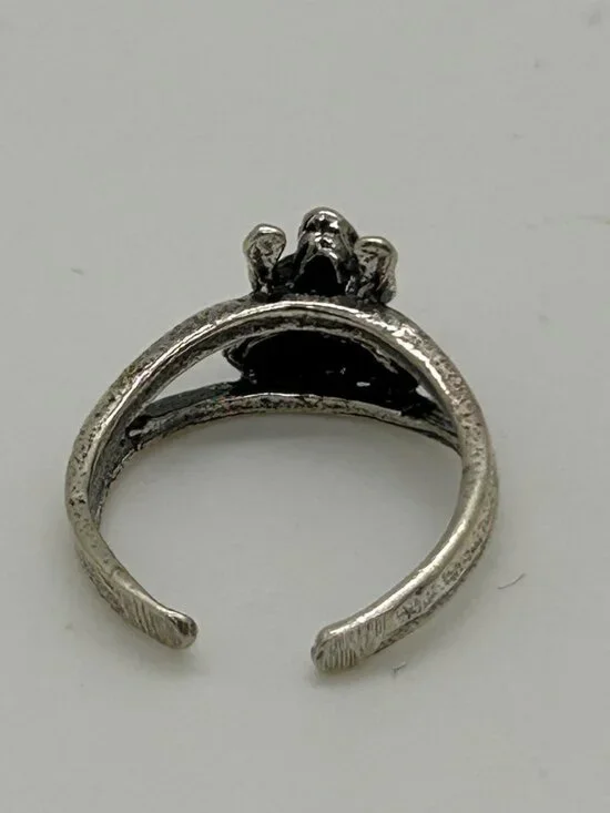 925 Sterling Silver Frog Toe Ring Adjustable Finger Knuckle Midi Band Size 2 - Picture 3 of 11